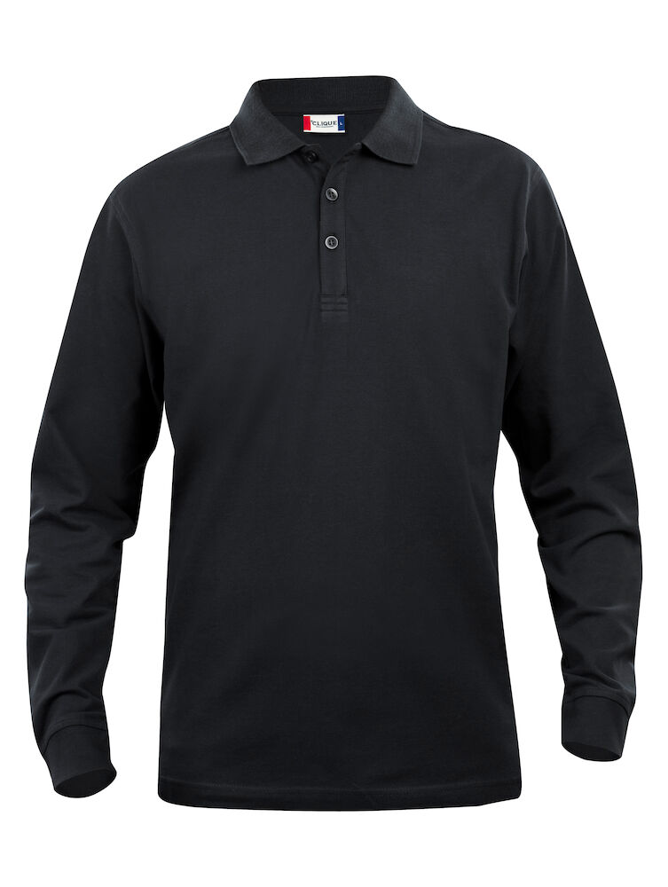 Clique Basic Polo L/S Junior - zwart