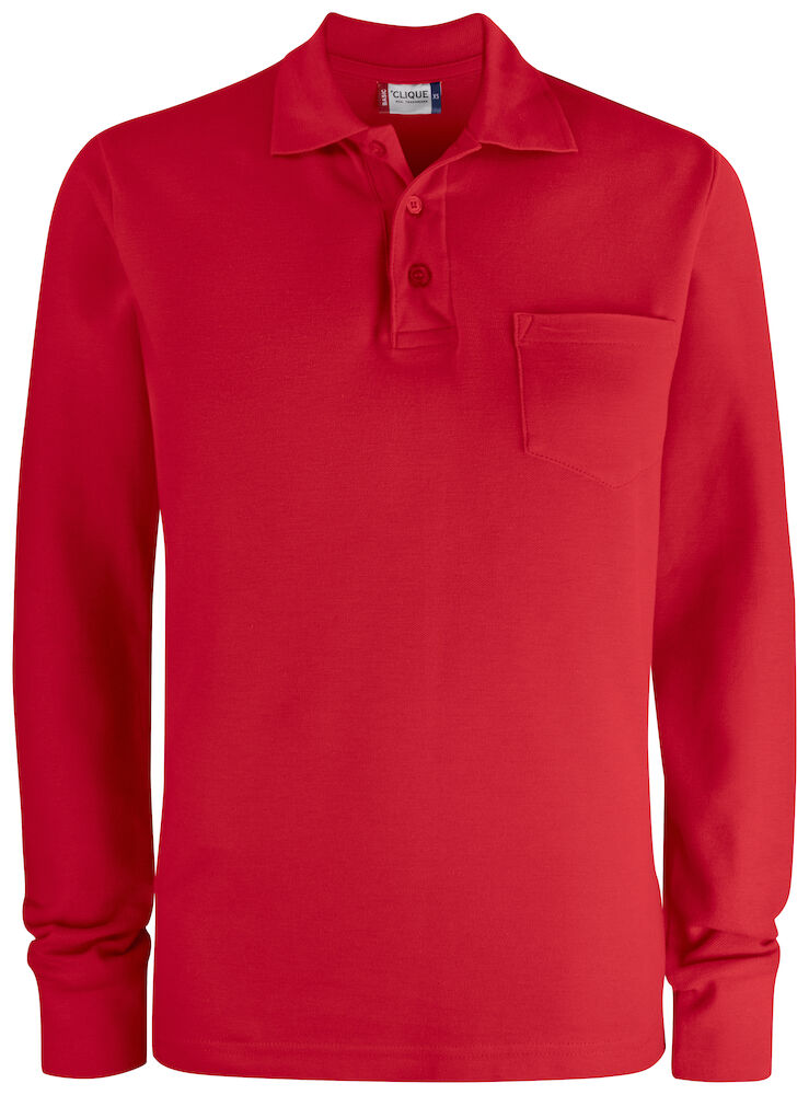 Clique Basic Polo Pocket L/S - rood