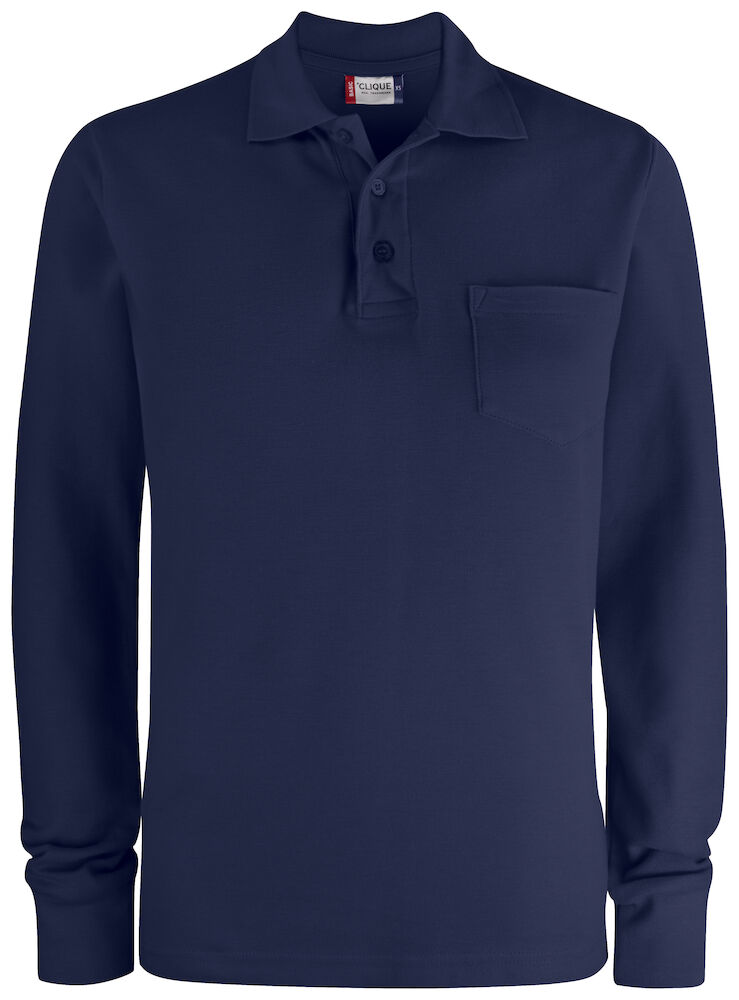 Clique Basic Polo Pocket L/S - dark-navy