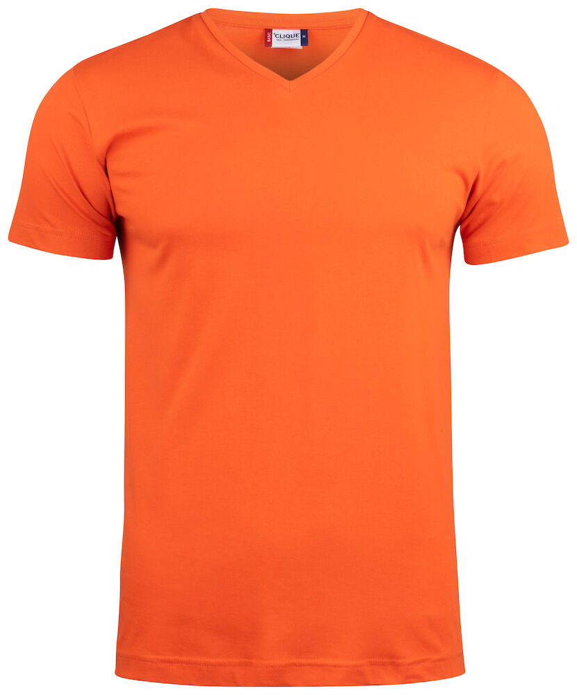 Clique Basic-T V-neck - diep-oranje