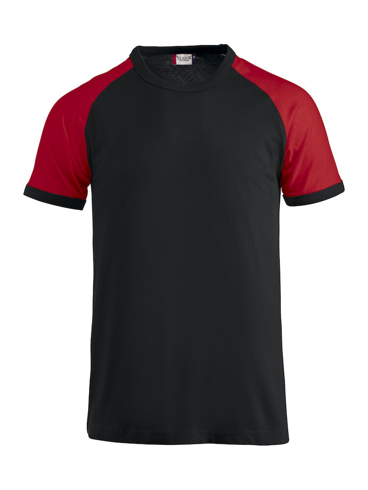 Clique Raglan-T - zwart-rood