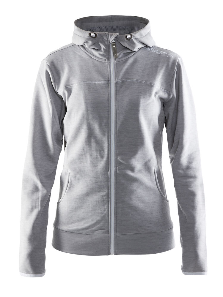 Craft Leisure Full Zip Hood W - grey-melange-white-grey-melange