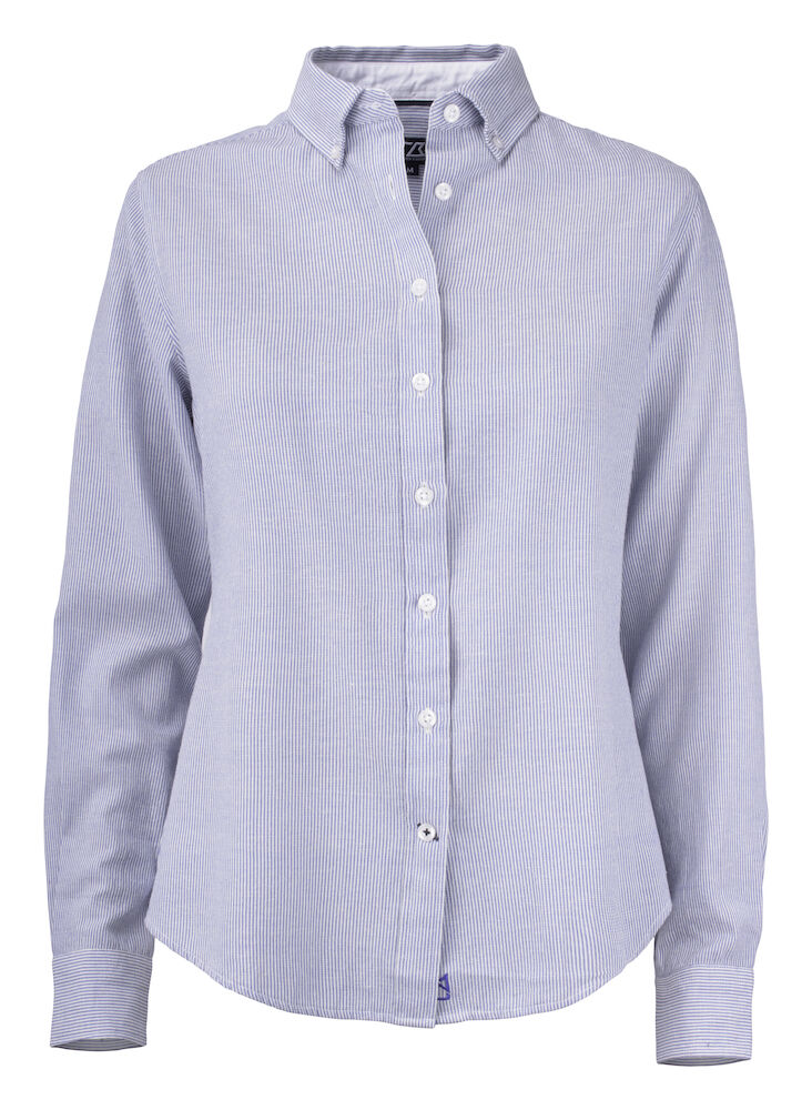 Cutter & Buck Belfair Oxford Shirt Dames - french-blauw-wit-gestreept