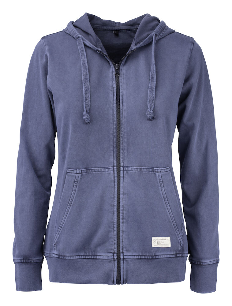 Cutter & Buck Thorp Denim Hood Full Zip Dames - denim-blauw