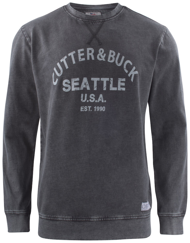 Cutter & Buck Thorp Denim Crew  Heren - denim-zwart-met-print