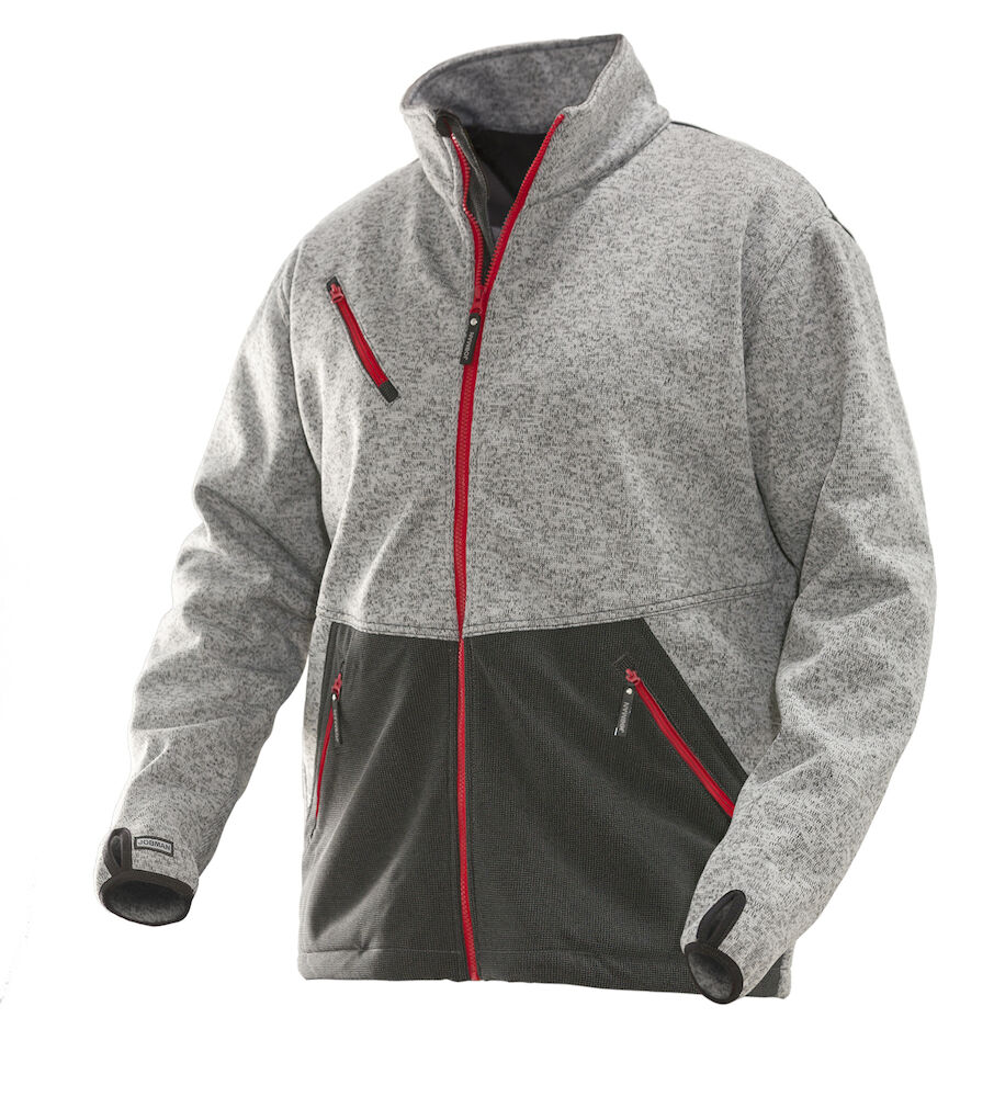 Jobman 1247 Softshell Jacket - grijs-melange-rood