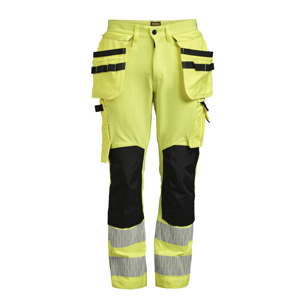 Jobman 2291 Hi-Vis Craftsman Trousers Stretch - geel-zwart