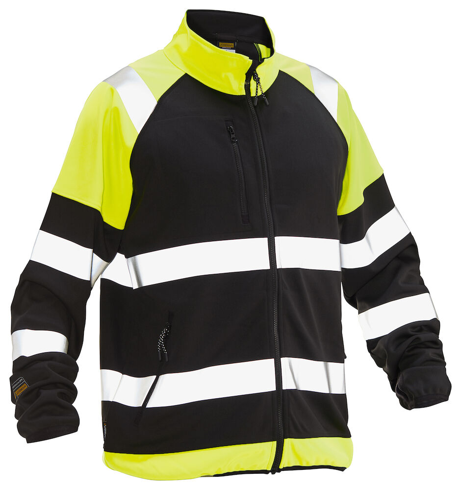 Jobman 5127 Hi-Vis Softshell Light Jacket - zwart-hv-geel