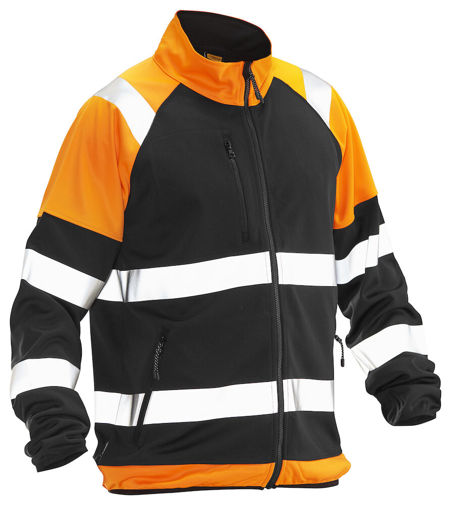 Jobman 5127 Hi-Vis Softshell Light Jacket - zwart-hv-oranje