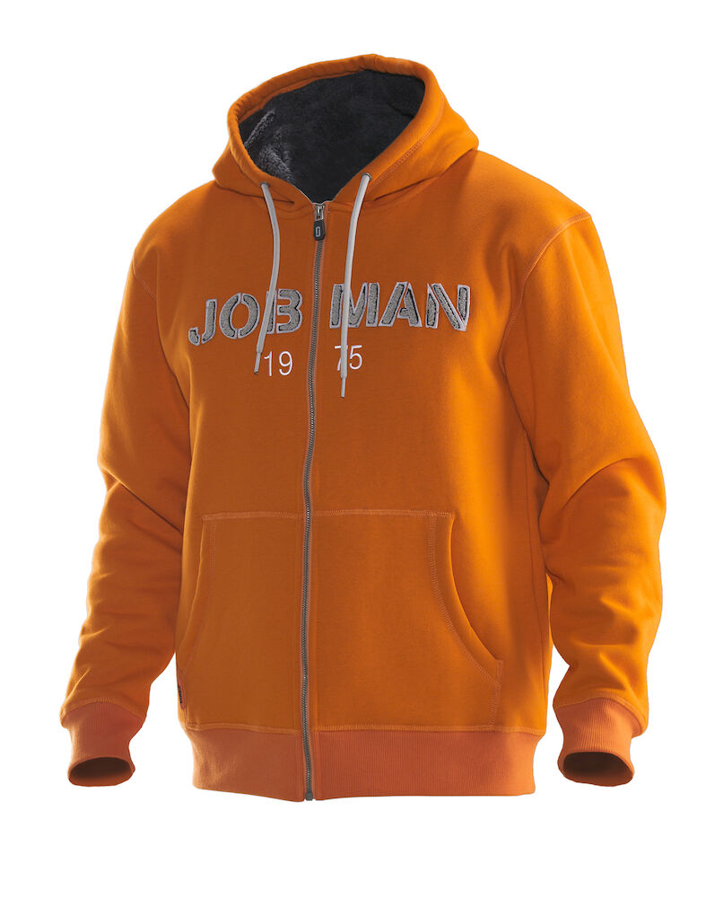 Jobman 5154 Vintage Hoodie Lined - oranje-donkergrijs