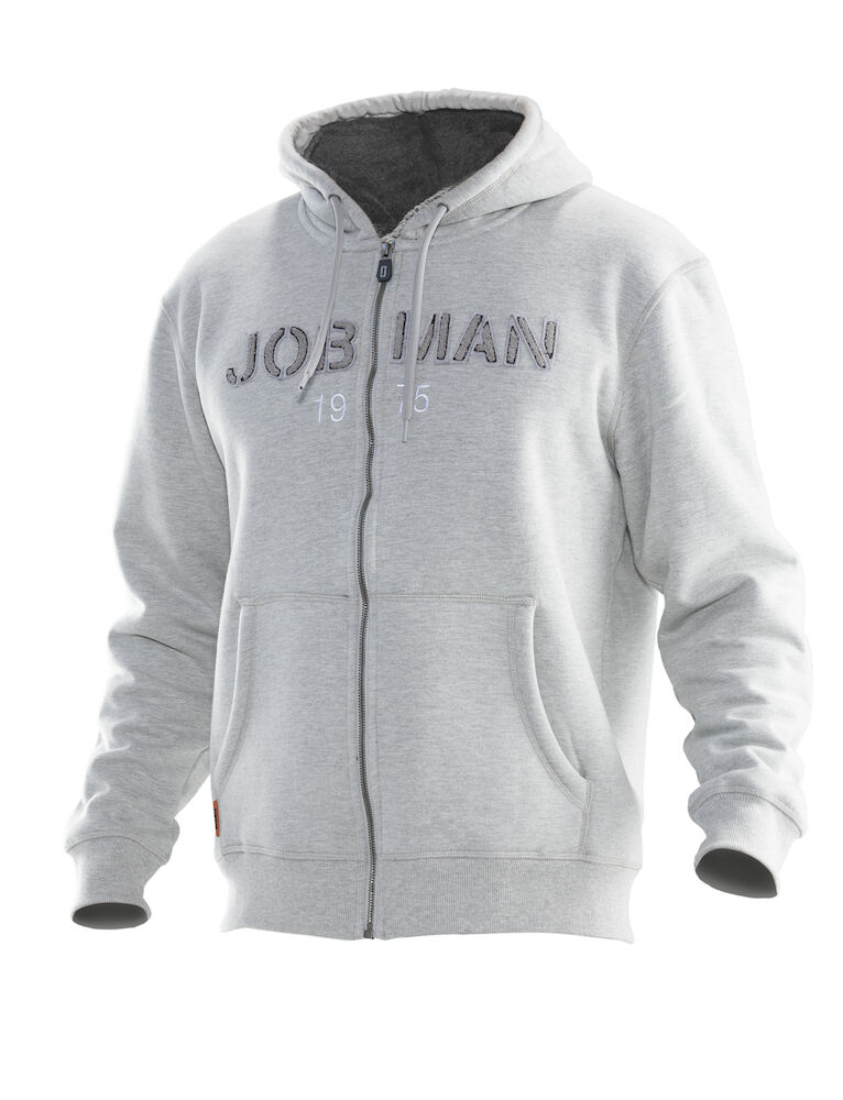 Jobman 5154 Vintage Hoodie Lined - lichtgrijs-donkergrijs