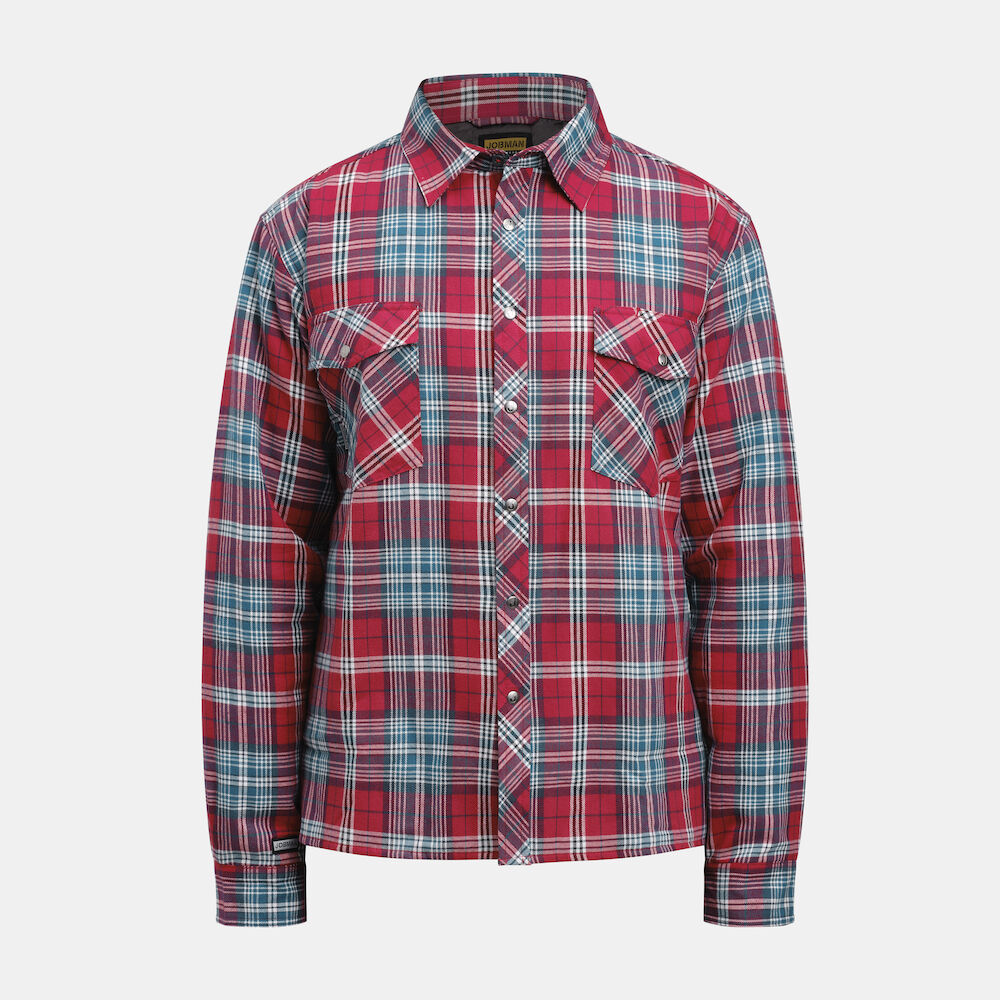 Jobman 5157 Flannel Shirt Lined - rood-blauw