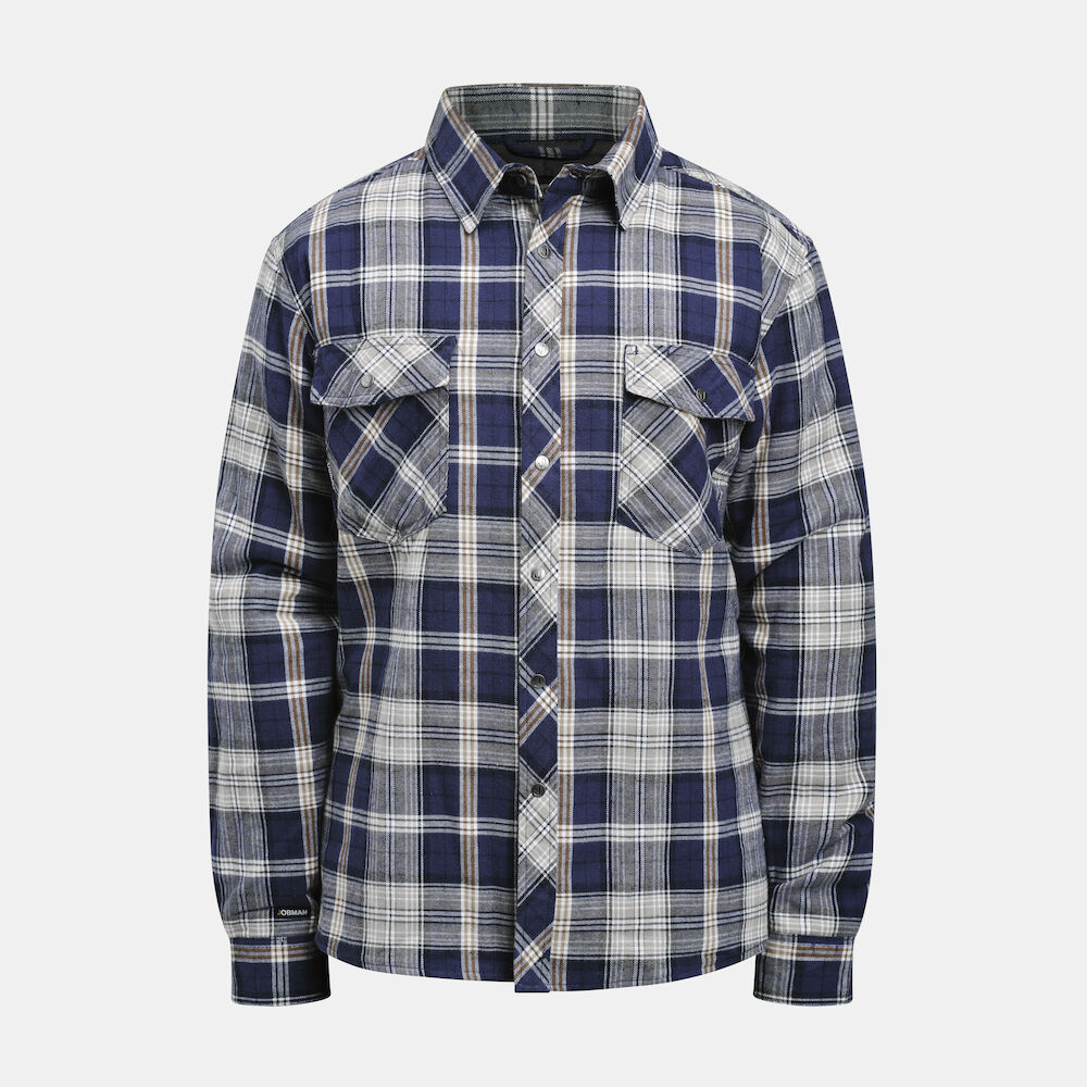 Jobman 5157 Flannel Shirt Lined - navy-grijs