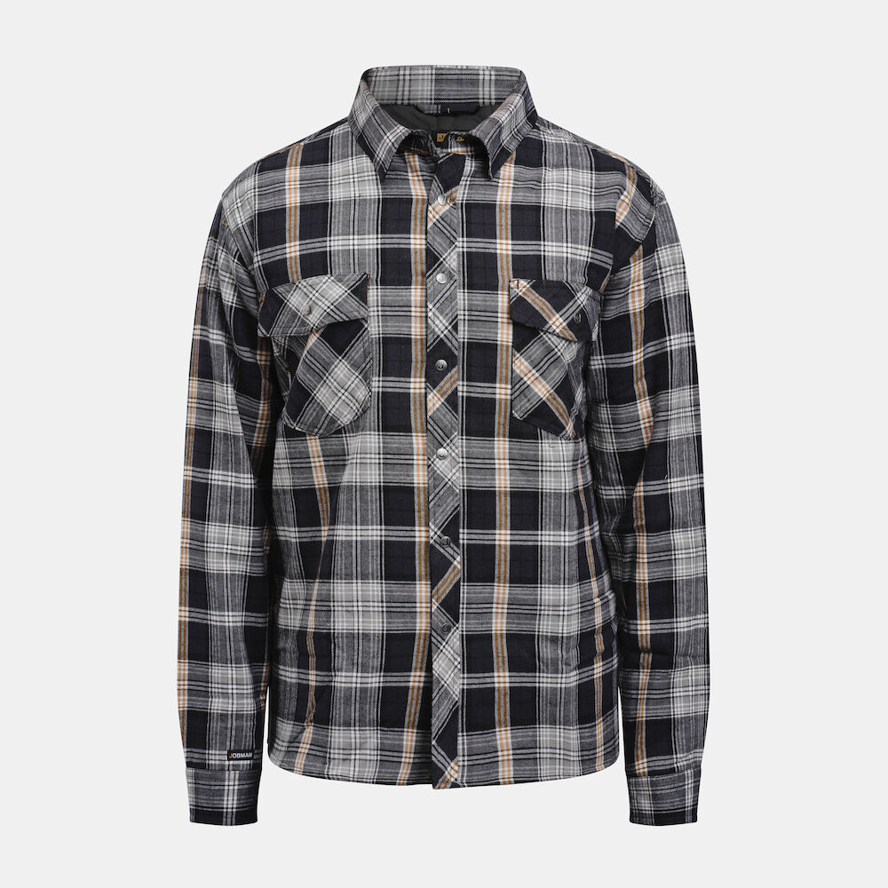 Jobman 5157 Flannel Shirt Lined - grijs-oranje